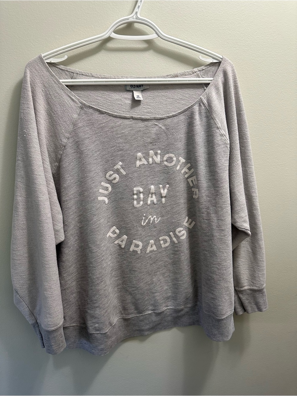 Old Navy Light Gray "Just Another Day in Paradise" Women's Sweatshirt